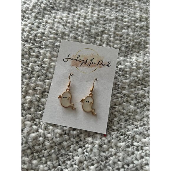 GHOSTIE White Ghost Halloween Earrings NEW - Picture 2 of 3
